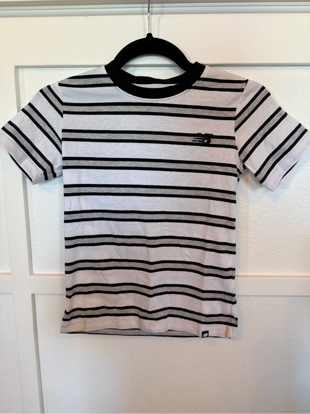 New Balance Black & White Striped Short-Sleeve Tee